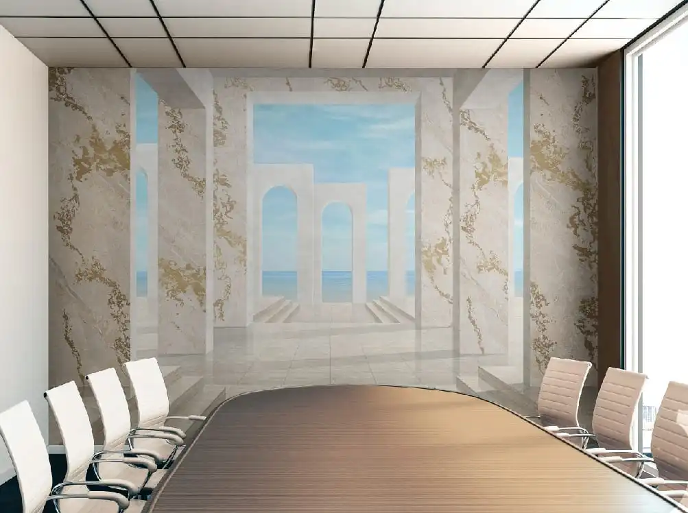 Фотообои и фрески в интерьере - в офис, окно, увеличивающие, с колоннами