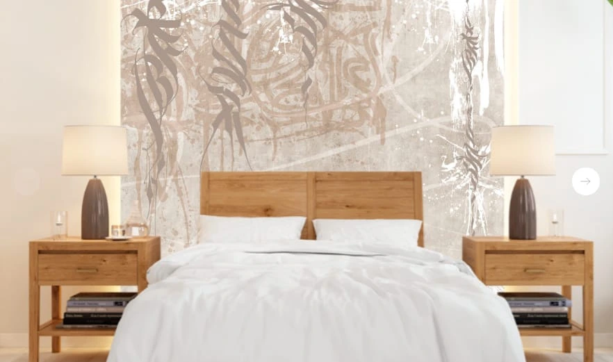 Фотообои в интерьере - абстракция, абстрактные, абстракция на стену, бежевые, бежевая, с иероглифами