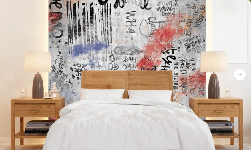 Фотообои и фрески в интерьере - абстракция, абстрактные, абстракция на стену, черно белая, с красным, слова, буквы