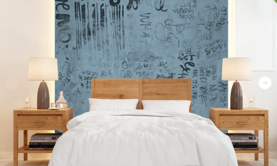 Фотообои и фрески в интерьере - абстракция, абстрактные, абстракция на стену, черно-синяя, слова, буквы