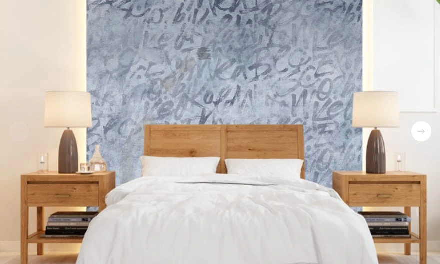 Фотообои в интерьере - абстракция, абстрактные, абстракция на стену, серо-голубая, с синим, буквы, слова