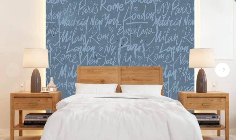 Фотообои в интерьере - абстракция, абстрактные, абстракция на стену, сине-голубая, голубая графика, голубая, лофт, текст, письмо