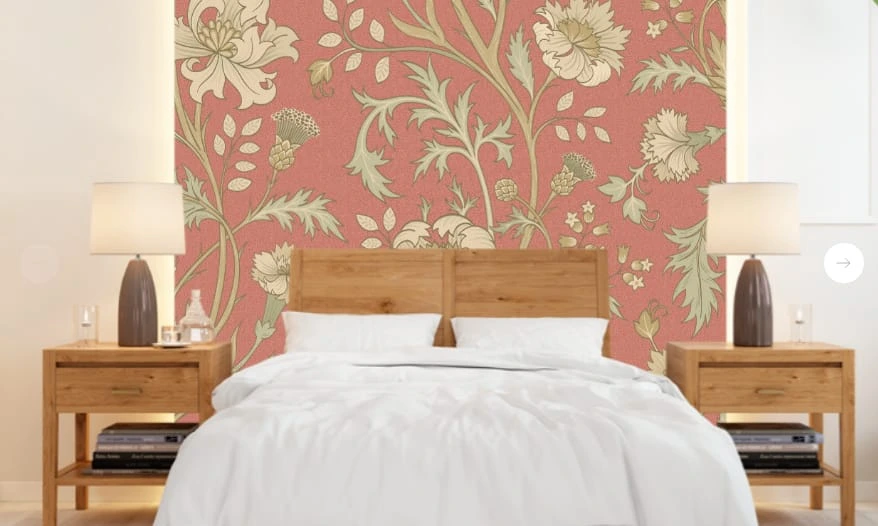 Фотообои в интерьере - минимализм, узоры, с цветами, розовая, бежево-розовая