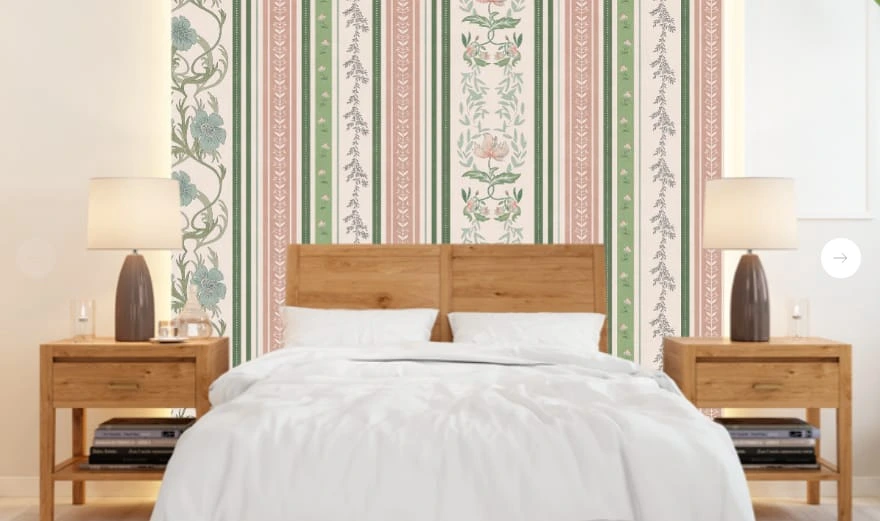 Фотообои в интерьере - минимализм, узоры, полосы, розовая, зеленая