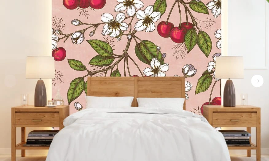 Фотообои и фрески в интерьере - цветы, обои ягоды, обои с ягодами, ягоды фрукты, обои лето ягоды, вишня, розовая