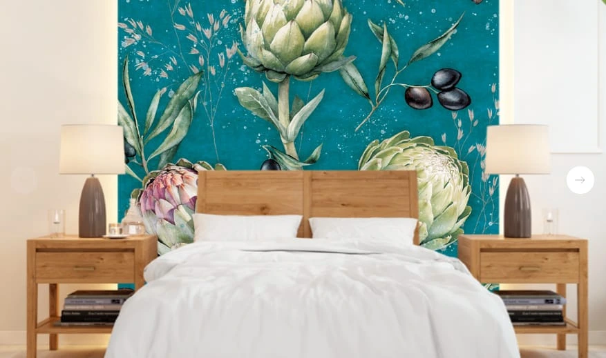 Фотообои и фрески в интерьере - цветы, с фруктами, ягоды фрукты обои, артишок, синий