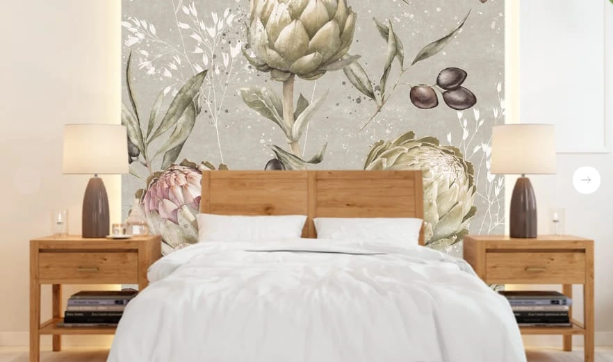 Фотообои в интерьере - цветы, с фруктами, ягоды фрукты обои, артишок, серая