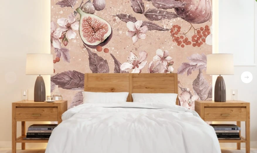 Фотообои и фрески в интерьере - цветы, с фруктами, ягоды фрукты обои, инжир, бежево-розовая, светлая