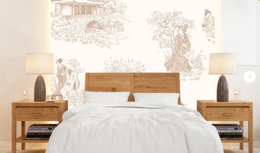 Фотообои в интерьере - графика, нежная, стильные, японские, бежевые, на кремовом фоне