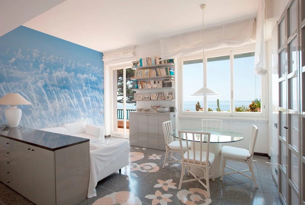 Фотообои в интерьере - пейзаж, поле, облака, колосья, белые, голубая, релакс