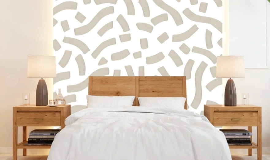 Фотообои и фрески в интерьере - графика, бежево-белая, линии