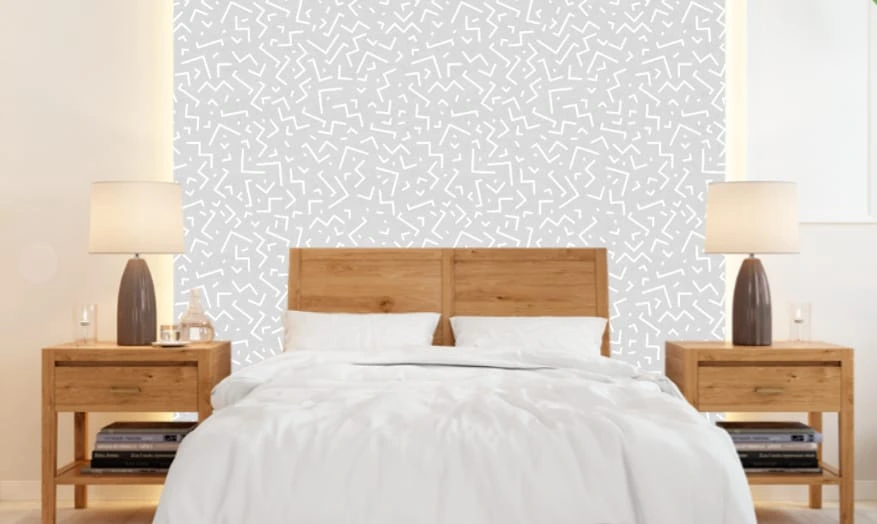 Фотообои и фрески в интерьере - графика, бело-серая, геометрия, белые линии