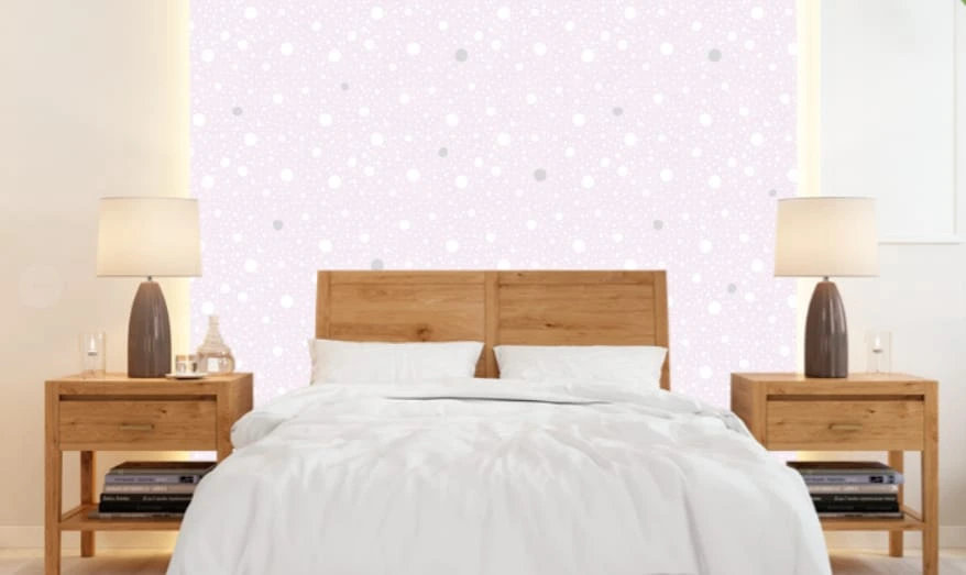 Фотообои и фрески в интерьере - графика, геометрия, круги, на серо-розовом фоне