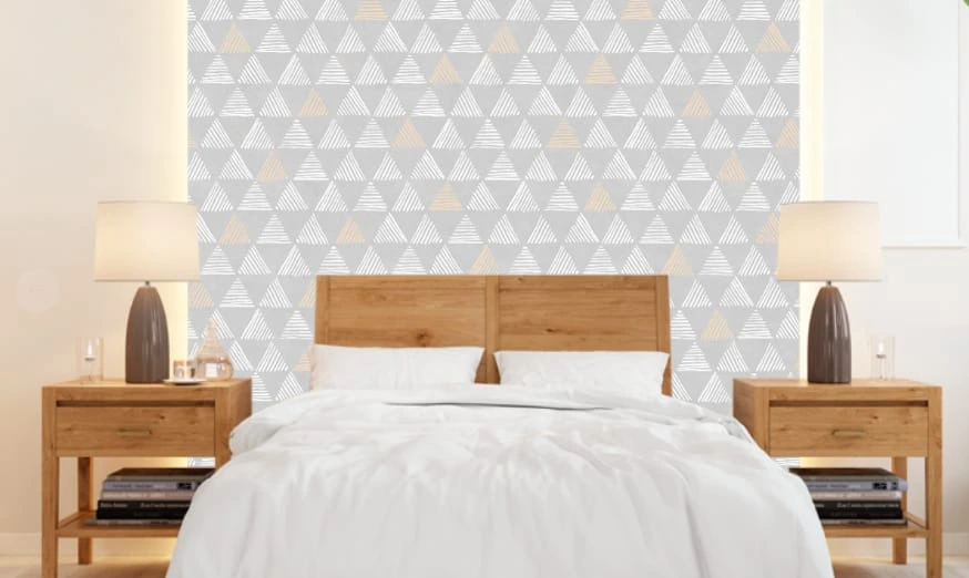 Фотообои и фрески в интерьере - графика, геометрия, треугольники, серая