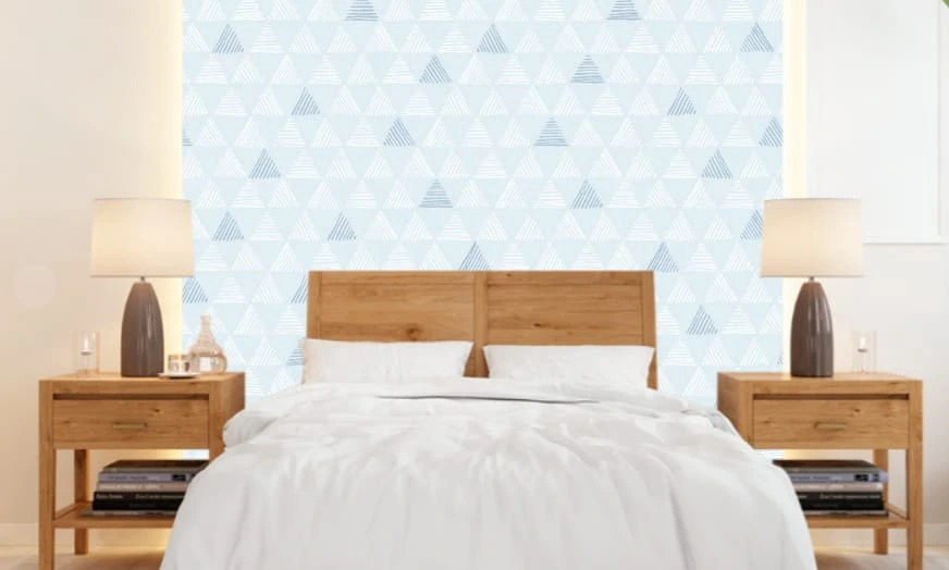 Фотообои и фрески в интерьере - графика, геометрия, треугольники, голубая