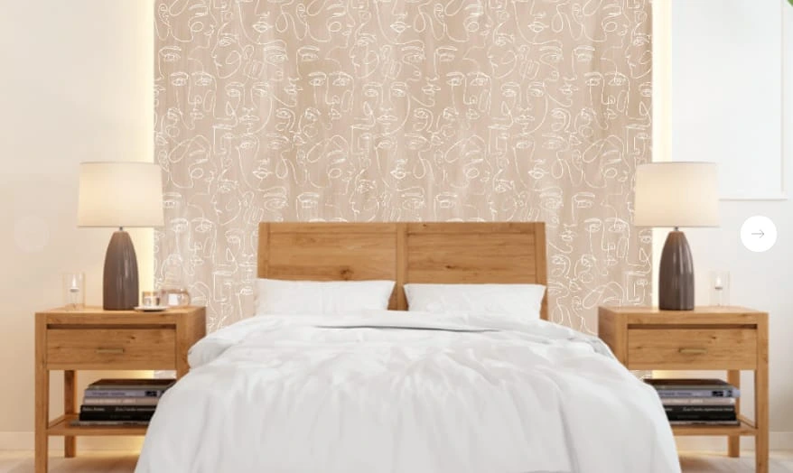 Фотообои в интерьере - графика, бежевые, лица