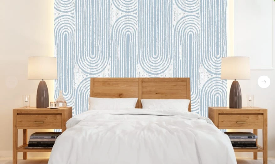 Фотообои в интерьере - графика, геометрия, голубая, на белом фоне