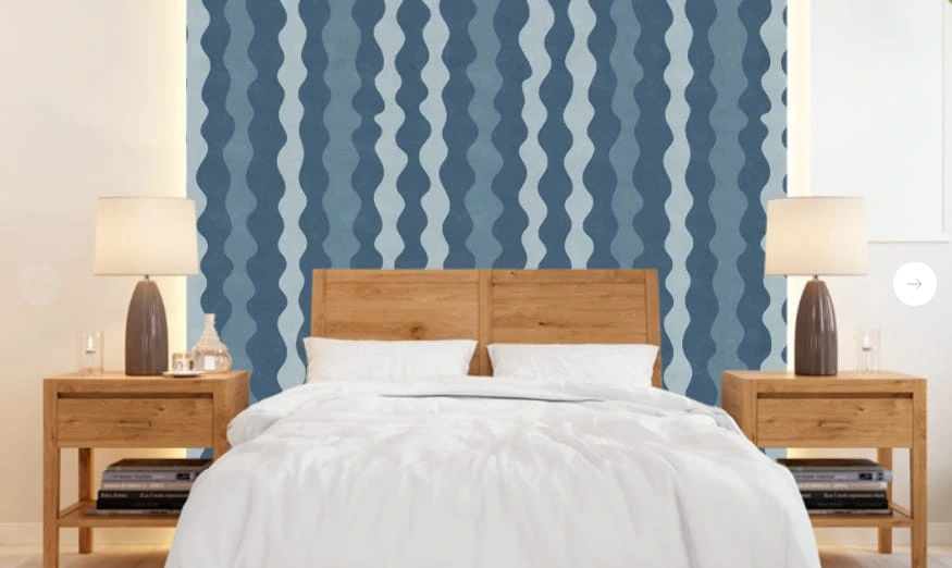 Фотообои в интерьере - графика, геометрия, синий, вертикальные