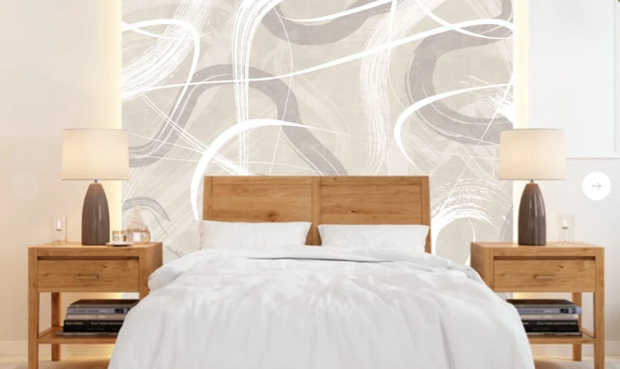 Фотообои и фрески в интерьере - графика, бежевые, белые линии