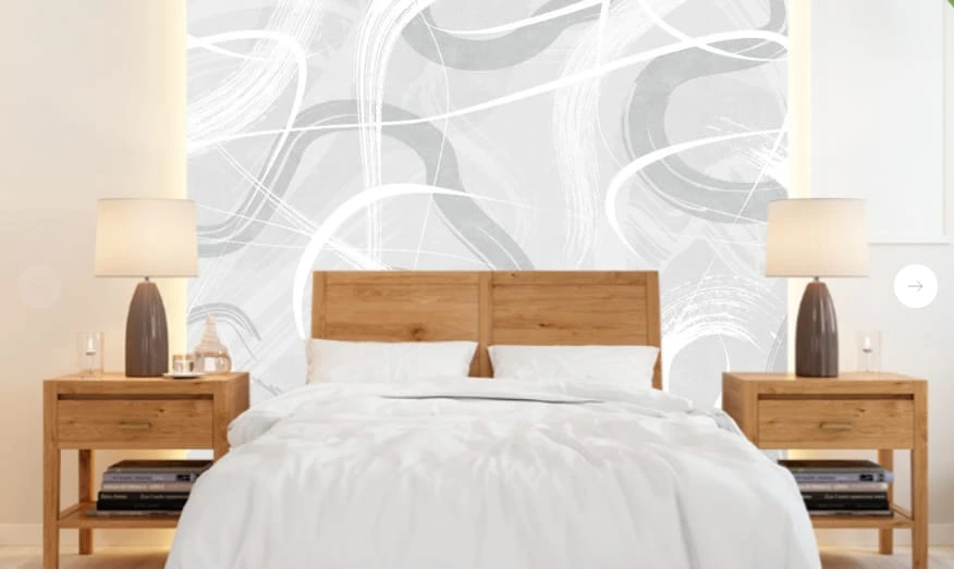 Фотообои в интерьере - графика, серая, белые линии