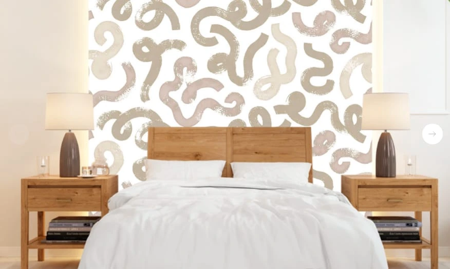 Фотообои и фрески в интерьере - графика, овальные линии, бежевые, на белом фоне