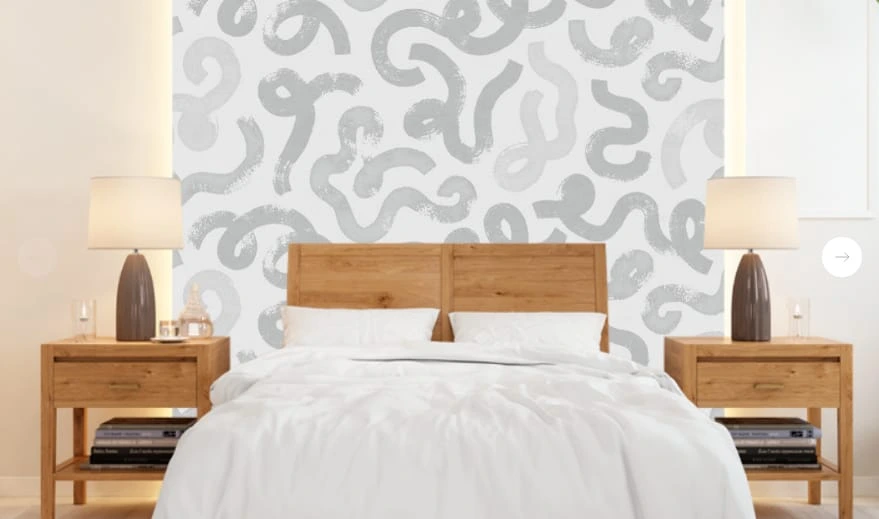 Фотообои и фрески в интерьере - графика, кривые линии, серая