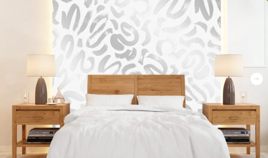 Фотообои в интерьере - графика, абстракция, светло серая