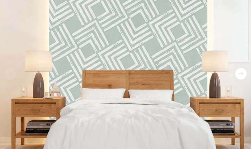 Фотообои в интерьере - графика, серо-зеленая, узор, рисунок