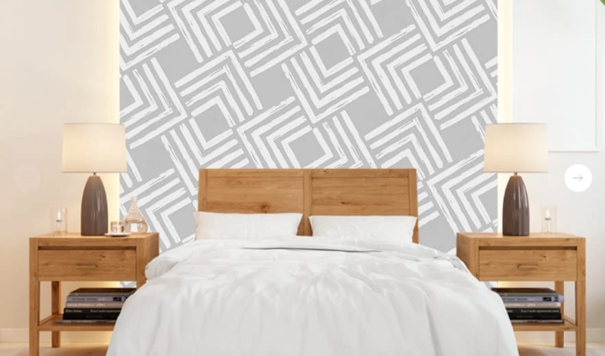 Фотообои в интерьере - графика, серая, на белом фоне, узор, рисунок