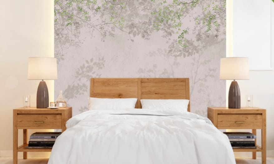 Фотообои и фрески в интерьере - графика, дерево, ветки, бежевые