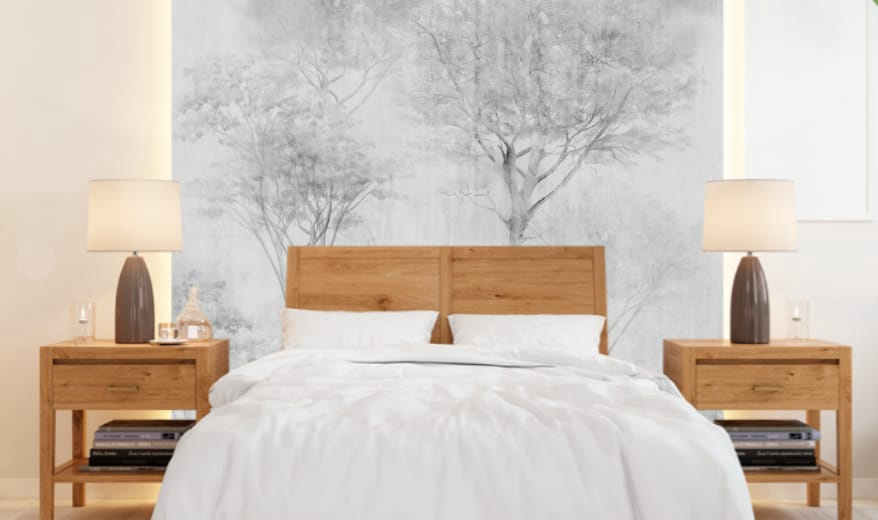 Фотообои и фрески в интерьере - современные, дерево, светло серое