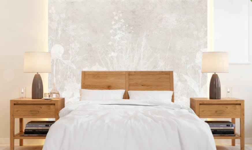 Фотообои в интерьере - современные, трава, крупно, светло бежевые