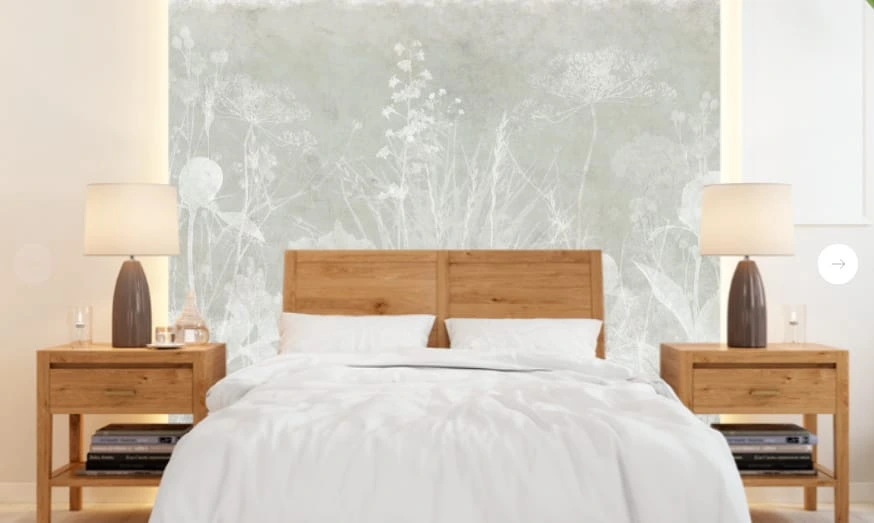 Фотообои в интерьере - современные, светло бежевые, трава крупная