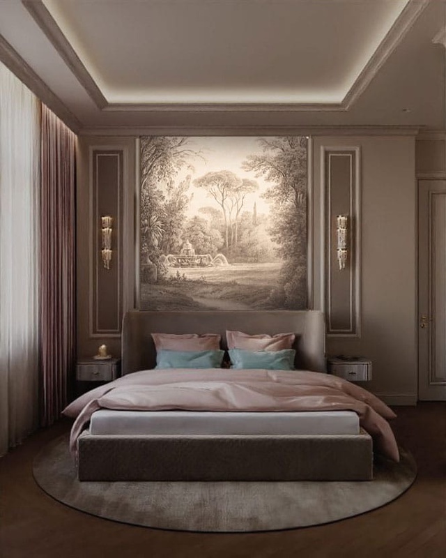 Фотообои и фрески в интерьере - пейзаж, бежевые, лес, парк,  новинки, деревья, фонтан, перспектива, расширяющие пространство