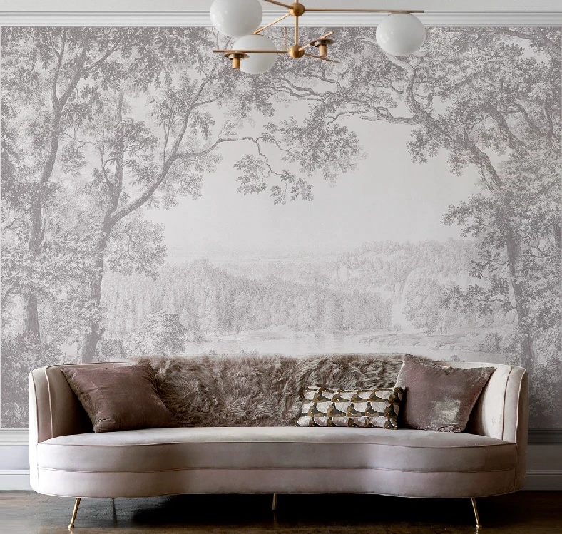 Фотообои и фрески в интерьере - пейзаж, черно-белые, деревья, серый лес, в спальню, красивый лес, природа, лес на стену, новинки