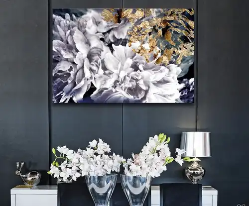 поталь, картины, небольшого размера, с золотом, золотые, цветы, черно-белые