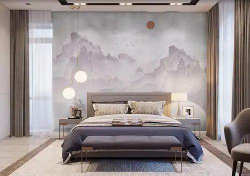 мужские, горы, сиреневые, над кроватью