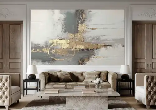 поталь, абстракция, с золотом, серые