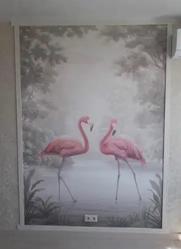 наши работы, розовые фламинго, в пейзаже