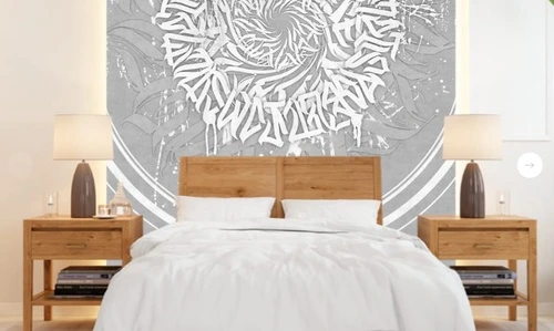 абстракция, слова из букв, из букв фрески, на стену абстракция, серая, светло серая, светлая