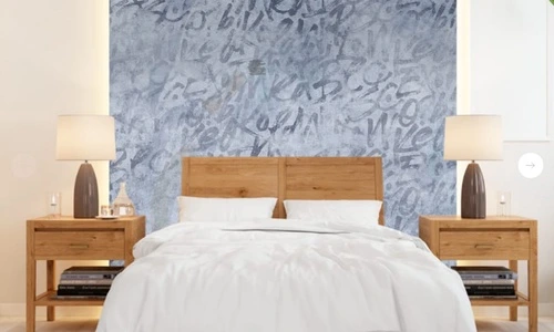 абстракция, абстрактные, абстракция на стену, серо-голубая, с синим, буквы, слова