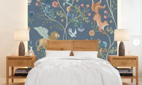 в детскую комнату, минимализм, аниме обои звери, синий, белка, лев