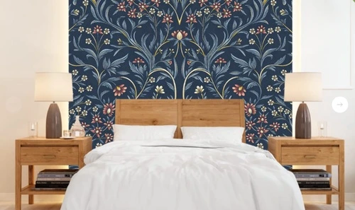 минимализм, узоры, с цветами, с листьями, синие