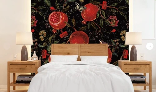 цветы, с фруктами, гранат, черные, красная, темная