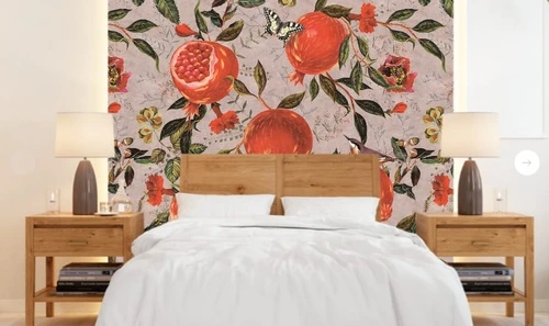 цветы, с фруктами, гранат, бежевая, красная, яркая