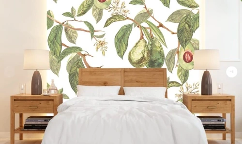 цветы, листья, фрукты, овощи, авокадо, зеленая, на белом фоне