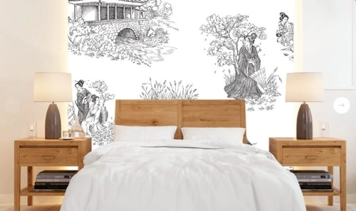 графика, японские, стильные, нежная, черно-белая, на белом фоне