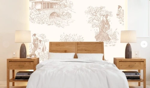 графика, нежная, стильные, японские, бежевые, на кремовом фоне