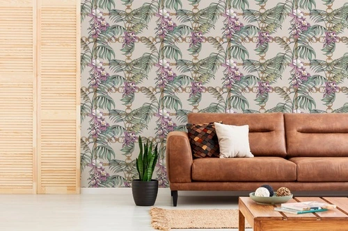 шинуазри, цепи, листья, цветы, розовая, на розовом фоне, на бежевом фоне