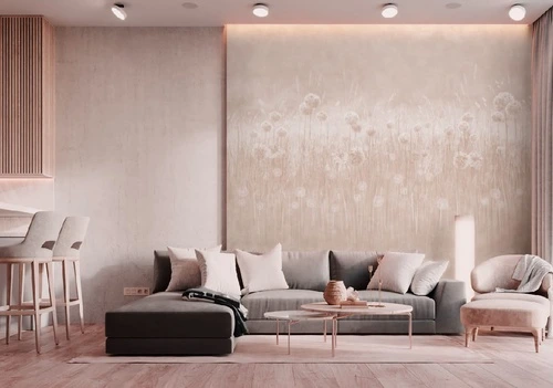 в загородный дом, одуванчики, розовая